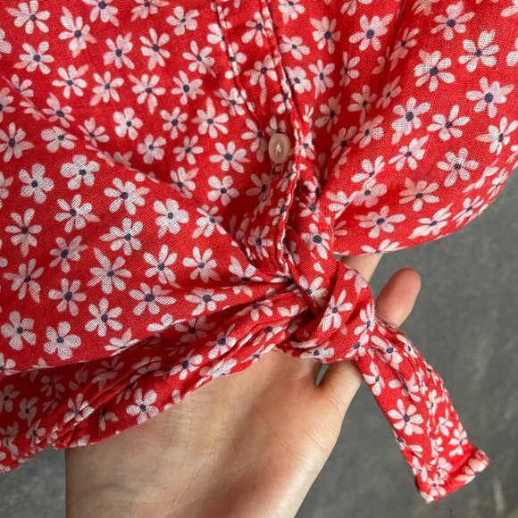 Old Navy Women Classic Bloomcore Ditzy Floral Retro Linen Cotton Button Shirt L - Picture 5 of 12